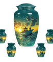 Fishing Theme Large Urn With 4 Keepsake Urn