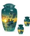 Fishing Theme Large Urn With 2 Keepsake Urn