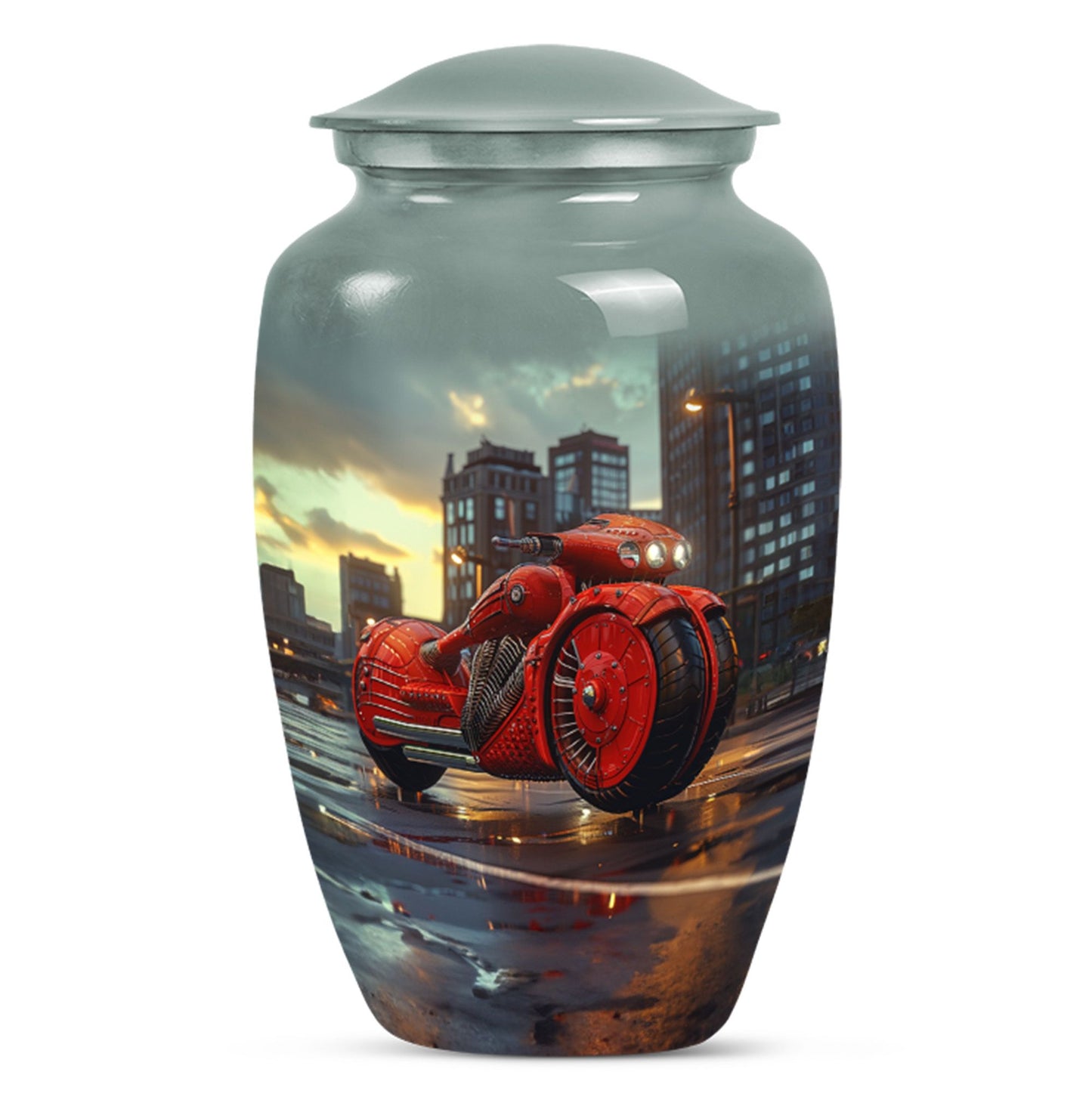 Motorcycle Theme Large Urn 10 Inch