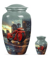 Motorcycle Theme Large Urn With 1 Keepsake Urn
