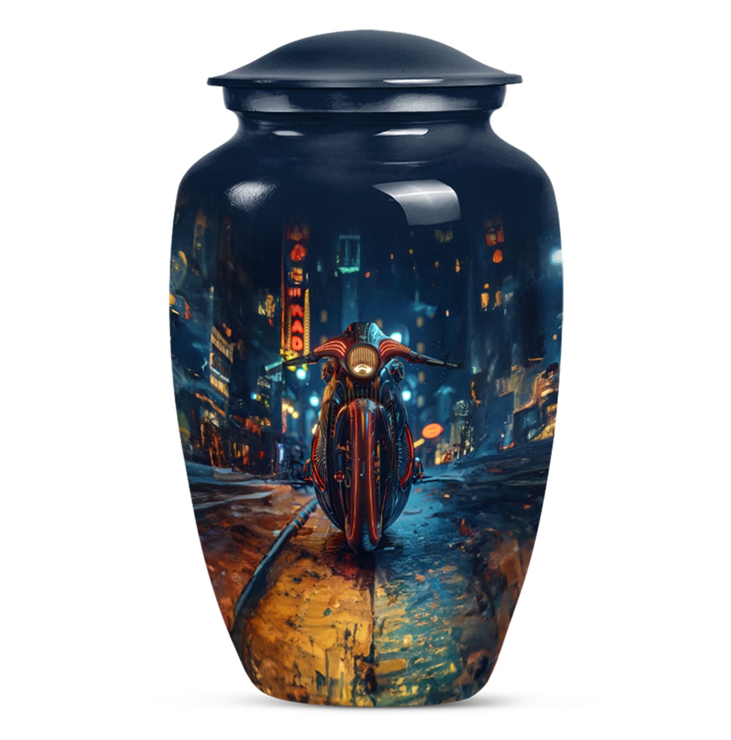 Motorcycle Theme Large Urn 10 Inch