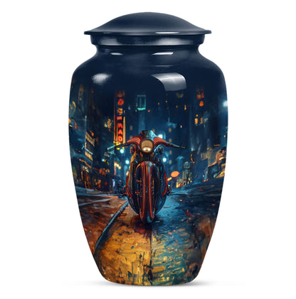 Motorcycle Theme Large Urn 10 Inch