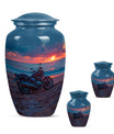 Motorcycle Theme Large Urn With 2 Keepsake Urn