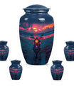 Motorcycle Theme Large Urn With 4 Keepsake Urn
