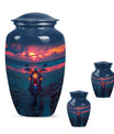 Motorcycle Theme Large Urn With 2 Keepsake Urn