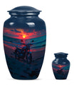 Motorcycle Theme Large Urn With 1 Keepsake Urn