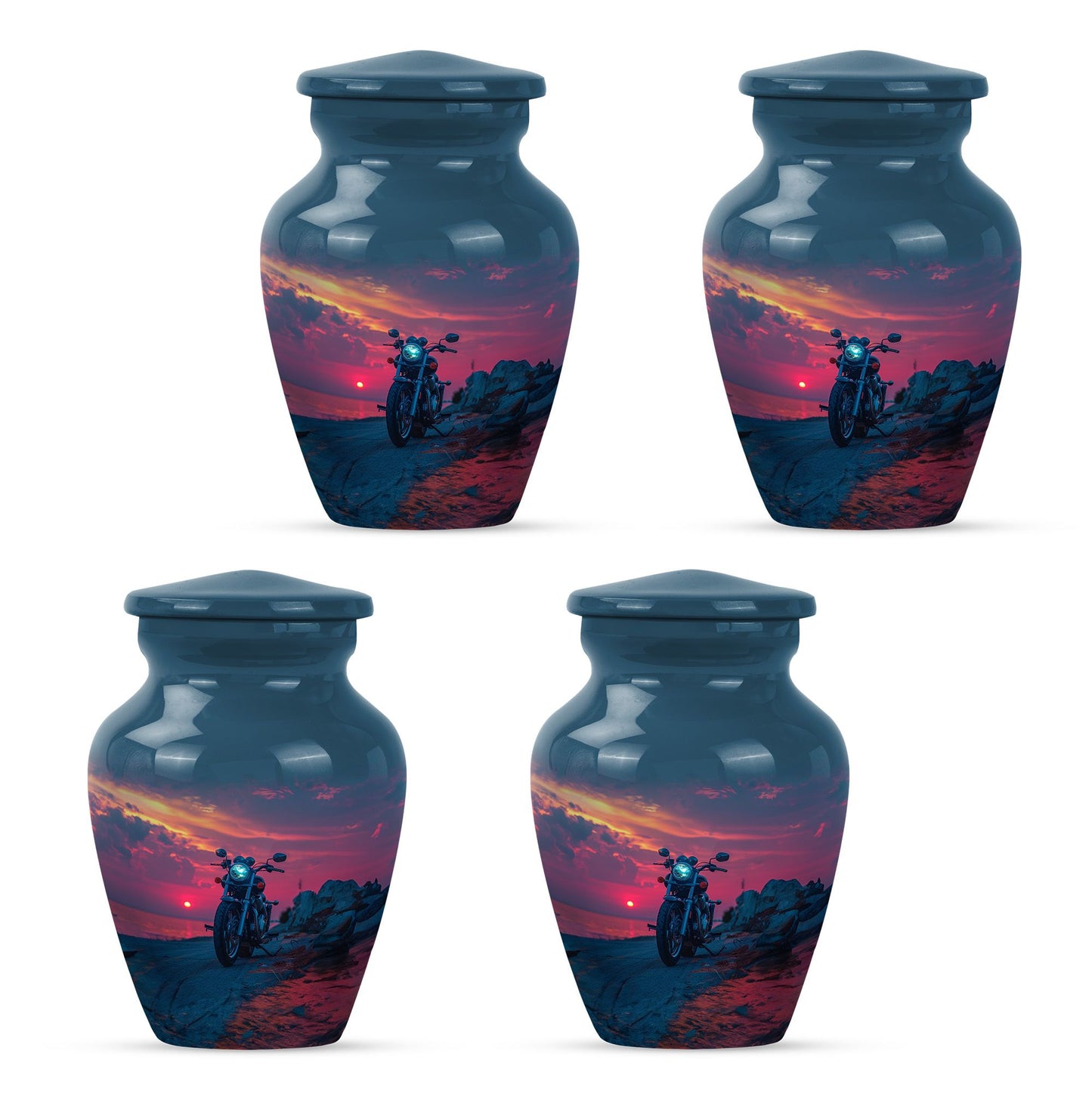 Motorcycle Theme 3 Inch Keepsake Pack of 4