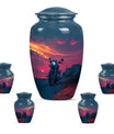 Motorcycle Theme Large Urn With 4 Keepsake Urn