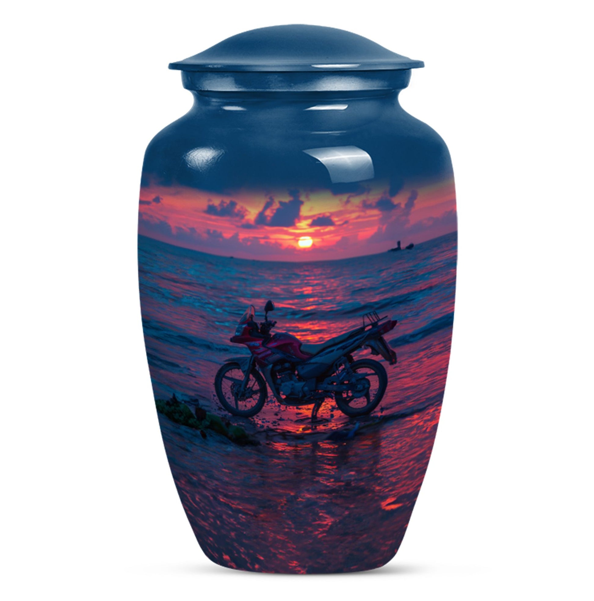 Motorcycle Theme Large Urn 10 Inch