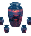 Motorcycle Theme Large Urn With 4 Keepsake Urn