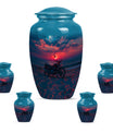 Motorcycle Theme Large Urn With 4 Keepsake Urn