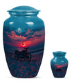 Motorcycle Theme Large Urn With 1 Keepsake Urn