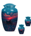 Motorcycle Theme Large Urn With 2 Keepsake Urn