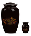Motorcycle Theme Large Urn With 1 Keepsake Urn