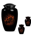 Motorcycle Theme Large Urn With 2 Keepsake Urn