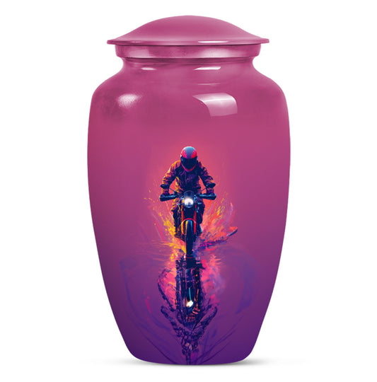 Motorcycle Theme Large Urn 10 Inch
