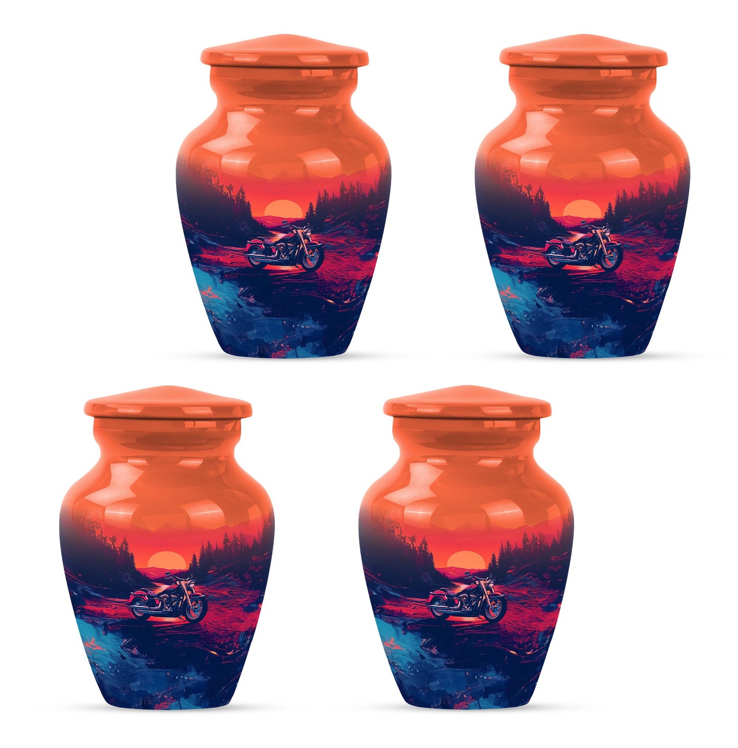 Motorcycle Theme 3 Inch Keepsake Pack of 4