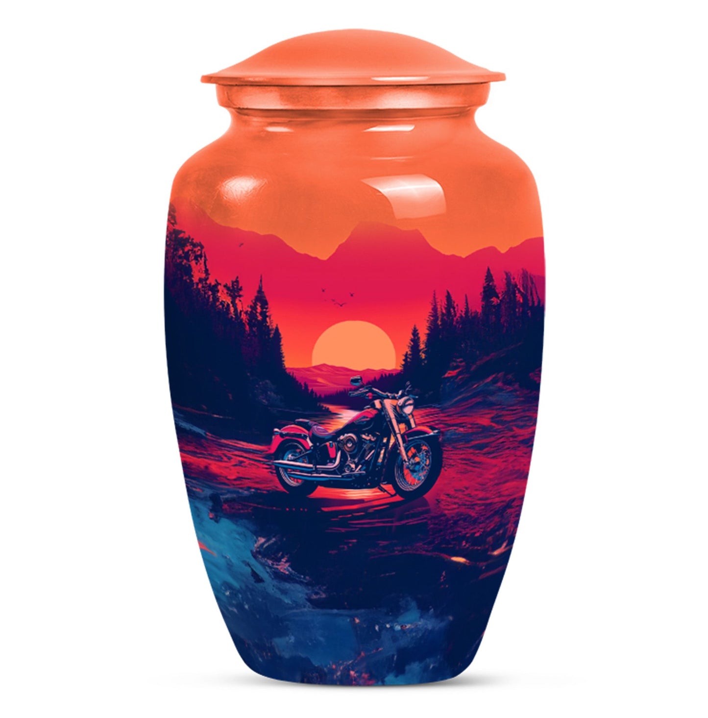 Motorcycle Theme Large Urn 10 Inch