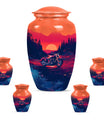 Motorcycle Theme Large Urn With 4 Keepsake Urn