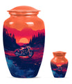 Motorcycle Theme Large Urn With 1 Keepsake Urn