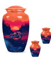 Motorcycle Theme Large Urn With 2 Keepsake Urn