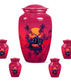 Motorcycle Theme Large Urn With 4 Keepsake Urn