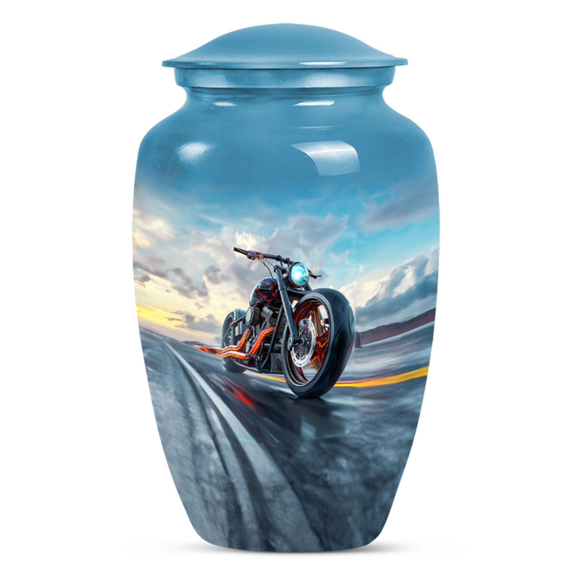 Motorcycle Theme Large Urn 10 Inch