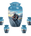 Motorcycle Theme Large Urn With 4 Keepsake Urn