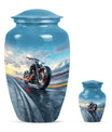 Motorcycle Theme Large Urn With 1 Keepsake Urn