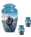 Motorcycle Theme Large Urn With 2 Keepsake Urn