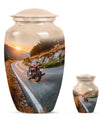 Motorcycle Theme Large Urn With 1 Keepsake Urn