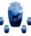Horse Theme Large Urn With 4 Keepsake Urn