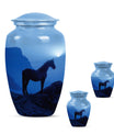 Horse Theme Large Urn With 2 Keepsake Urn