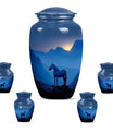 Horse Theme Large Urn With 4 Keepsake Urn