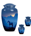 Horse Theme Large Urn With 2 Keepsake Urn