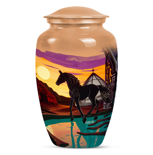 Horse Theme Large Urn 10 Inch
