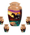 Horse Theme Large Urn With 4 Keepsake Urn