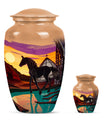 Horse Theme Large Urn With 1 Keepsake Urn