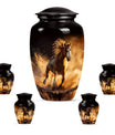 Horse Theme Large Urn With 4 Keepsake Urn