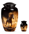 Horse Theme Large Urn With 1 Keepsake Urn
