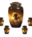 Horse Theme Large Urn With 4 Keepsake Urn