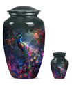 Peacock Theme Large Urn With 1 Keepsake Urn