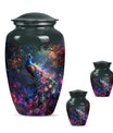 Peacock Theme Large Urn With 2 Keepsake Urn