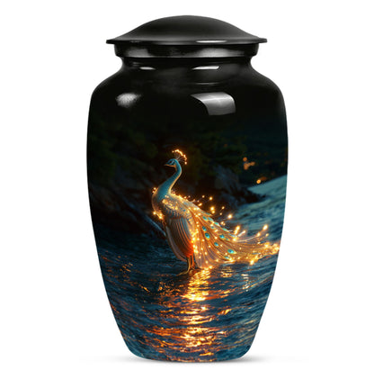 Peacock Theme Large Urn 10 Inch