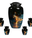 Peacock Theme Large Urn With 4 Keepsake Urn