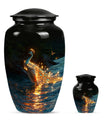 Peacock Theme Large Urn With 1 Keepsake Urn