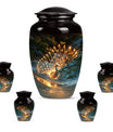 Peacock Theme Large Urn With 4 Keepsake Urn