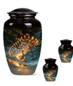Peacock Theme Large Urn With 2 Keepsake Urn