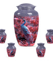 Peacock Theme Large Urn With 4 Keepsake Urn
