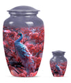 Peacock Theme Large Urn With 1 Keepsake Urn